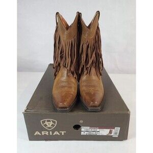 Ariat Gold Rush Women's Size 8B Brown Suede Fringe Boots 10014102 Point Toe